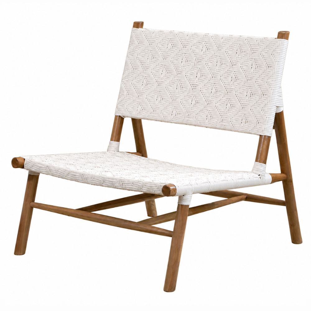 Sillón de Terraza para Cafetería - NOGAL BEAT ELIAS - Varios Colores - Madera Teca y Polyrattan - SILLÓN ELIAS Blanco - CAMCO - NOGAL BEAT - Sofá de Terraza