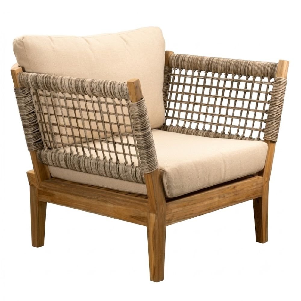 Sillón de Terraza para Cafetería - NOGAL BEAT ROMANIA - Varios Colores - Teca y Polyrattan - SILLÓN ROMANIA Banana - CAMCO - NOGAL BEAT - Sofá de Terraza