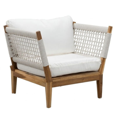 Sillón de Terraza para Cafetería - NOGAL BEAT ROMANIA - Varios Colores - Teca y Polyrattan - SILLÓN ROMANIA Blanco - CAMCO - NOGAL BEAT - Sofá de Terraza