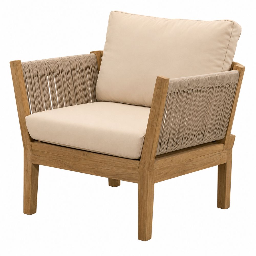 Sillón de Terraza para Cafetería - NOGAL BEAT ROMYTA - Varios Colores - Teca y Polyrattan - SILLÓN ROMYTA Beige - CAMCO - NOGAL BEAT - Sofá de Terraza