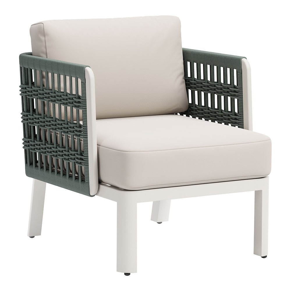 Sillón de Terraza para Spa - ZUO BRIDGEHAMPTON - Blanco - Asiento y Respaldo Tapizados con Tela para Exterior - 704044 - Zuo - NOGAL BEAT - Sofá de Terraza