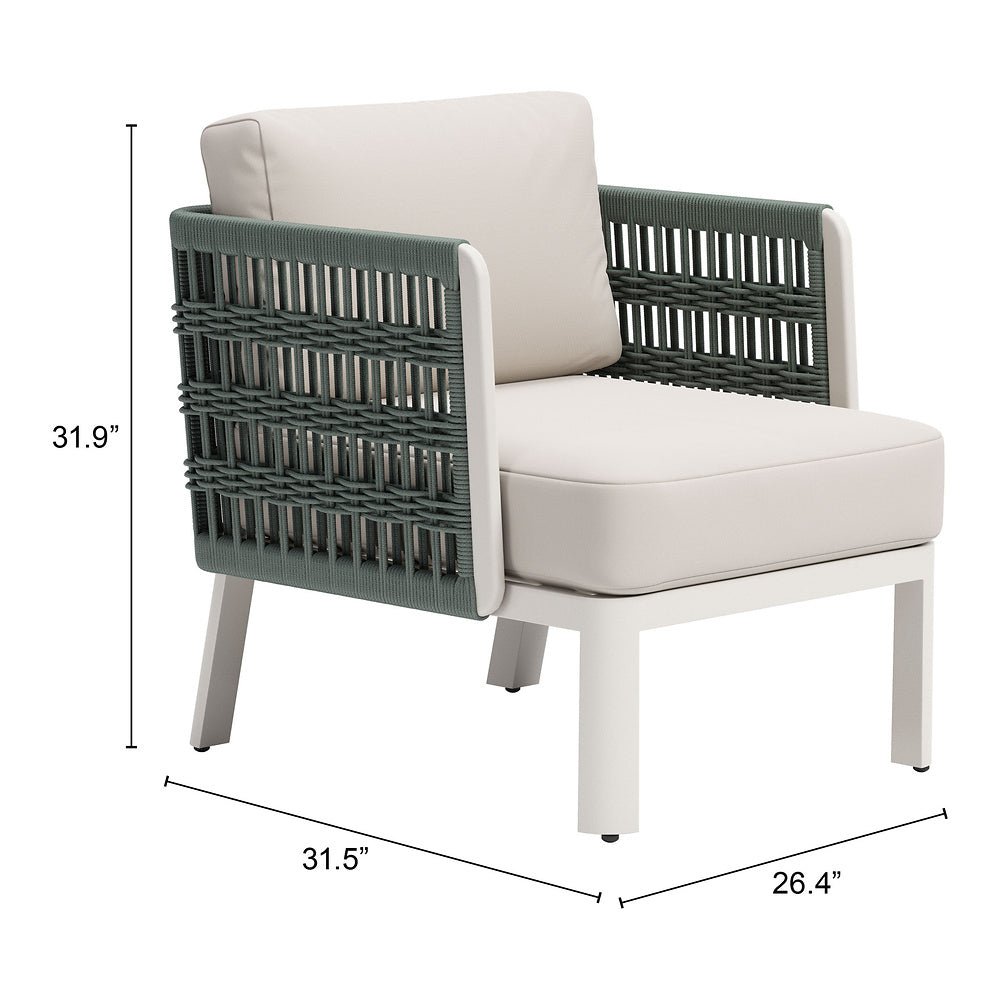 Sillón de Terraza para Spa - ZUO BRIDGEHAMPTON - Blanco - Asiento y Respaldo Tapizados con Tela para Exterior - 704044 - Zuo - NOGAL BEAT - Sofá de Terraza