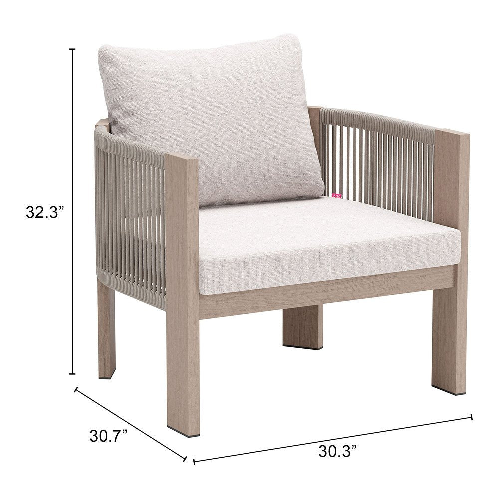 Sillón de Terraza para Spa - ZUO REBEL - Beige - Asiento y Respaldo Tapizados con Tela para Exterior - 704022 - Zuo - NOGAL BEAT - Sofá de Terraza