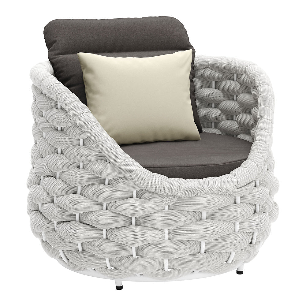 Sillón de Terraza para Zona de Jardín - ZUO CORAL REEF - Gris - Asiento y Respaldo Tapizados con Tela para Exterior - 704025 - Zuo - NOGAL BEAT - Sofá de Terraza