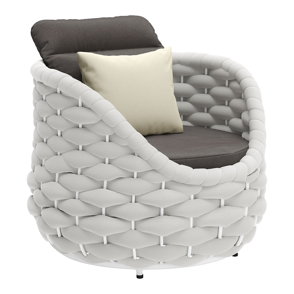 Sillón de Terraza para Zona de Jardín - ZUO CORAL REEF - Gris - Asiento y Respaldo Tapizados con Tela para Exterior - 704025 - Zuo - NOGAL BEAT - Sofá de Terraza