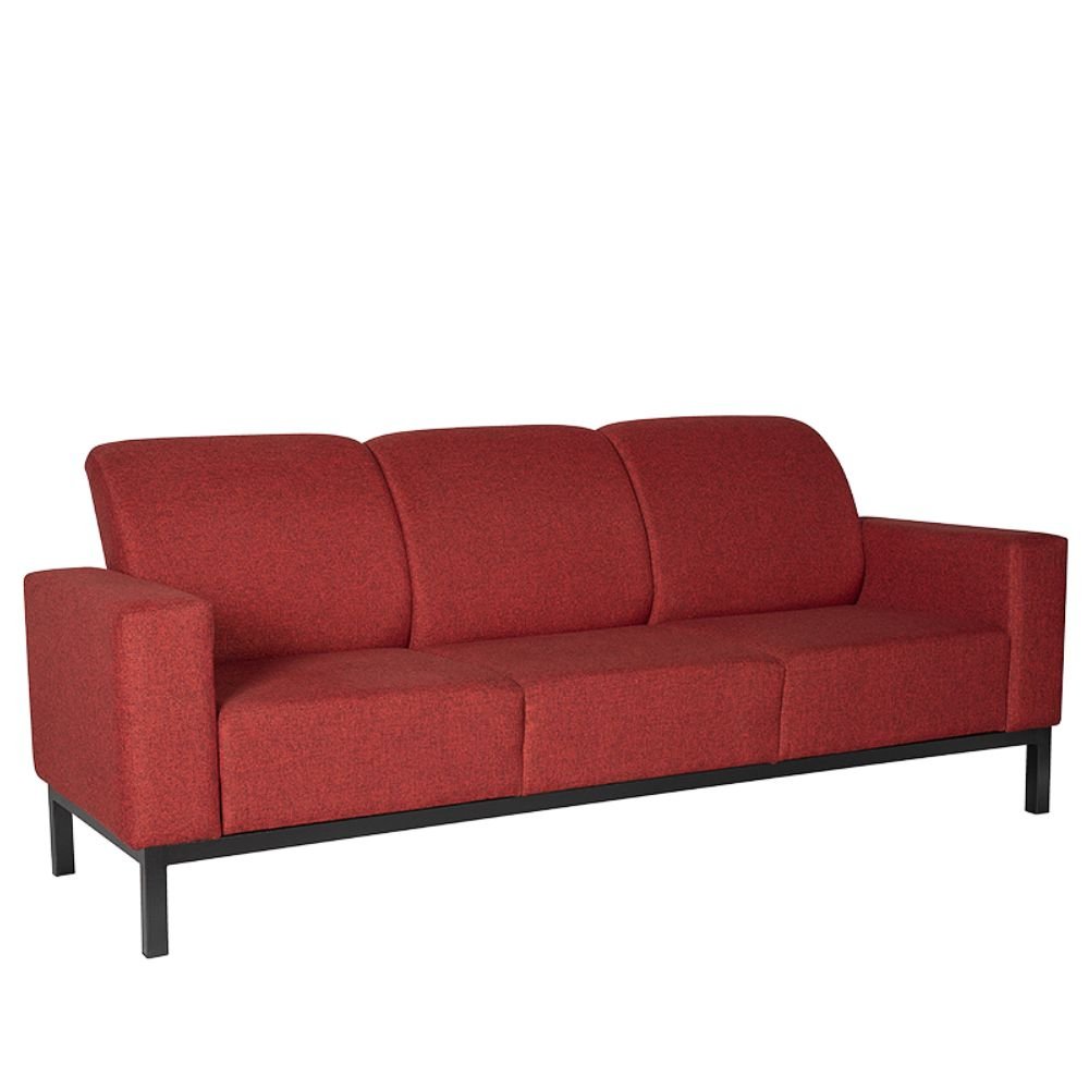 Sillón Albar Amsterdam de tres plazas tapizado con base tubular cuadrada para lounge