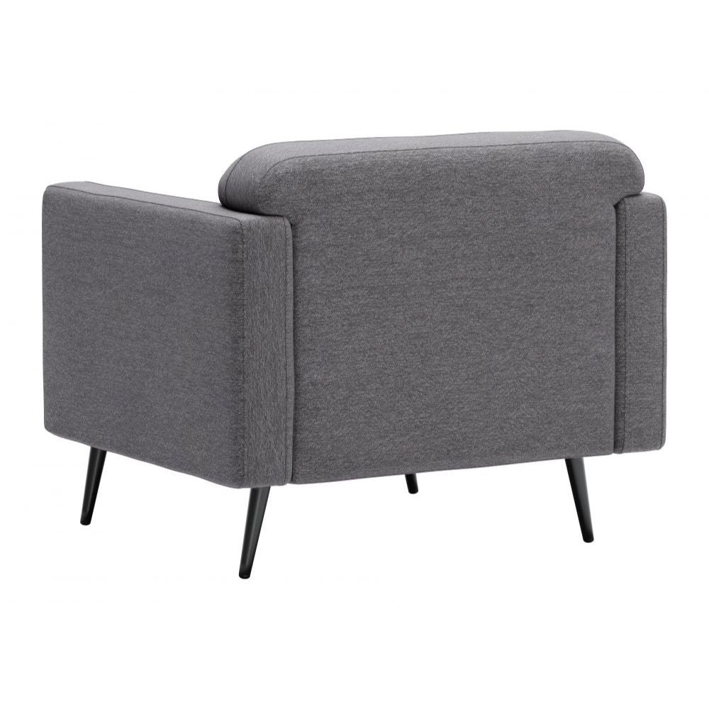 SILLÓN NOGAL BEAT AMSTERDAM | Sillón Decorativo para Sala de Estar | 79 cm | Base Contrachapado Madera Pino Negro | Gris Pizarra | Tejido 100% Poliéster | Interior - 109571 - Zuo - NOGAL BEAT - Sillon