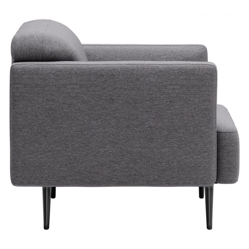 SILLÓN NOGAL BEAT AMSTERDAM | Sillón Decorativo para Sala de Estar | 79 cm | Base Contrachapado Madera Pino Negro | Gris Pizarra | Tejido 100% Poliéster | Interior - 109571 - Zuo - NOGAL BEAT - Sillon