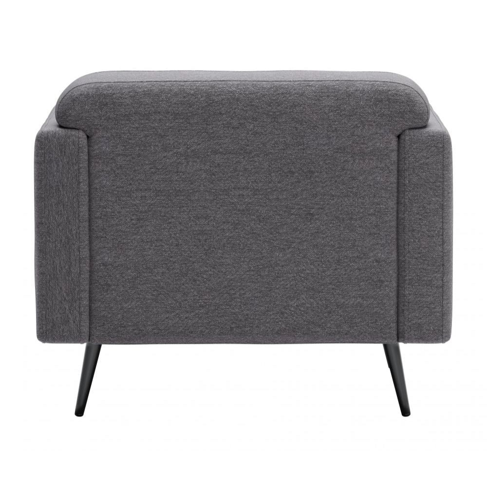 SILLÓN NOGAL BEAT AMSTERDAM | Sillón Decorativo para Sala de Estar | 79 cm | Base Contrachapado Madera Pino Negro | Gris Pizarra | Tejido 100% Poliéster | Interior - 109571 - Zuo - NOGAL BEAT - Sillon