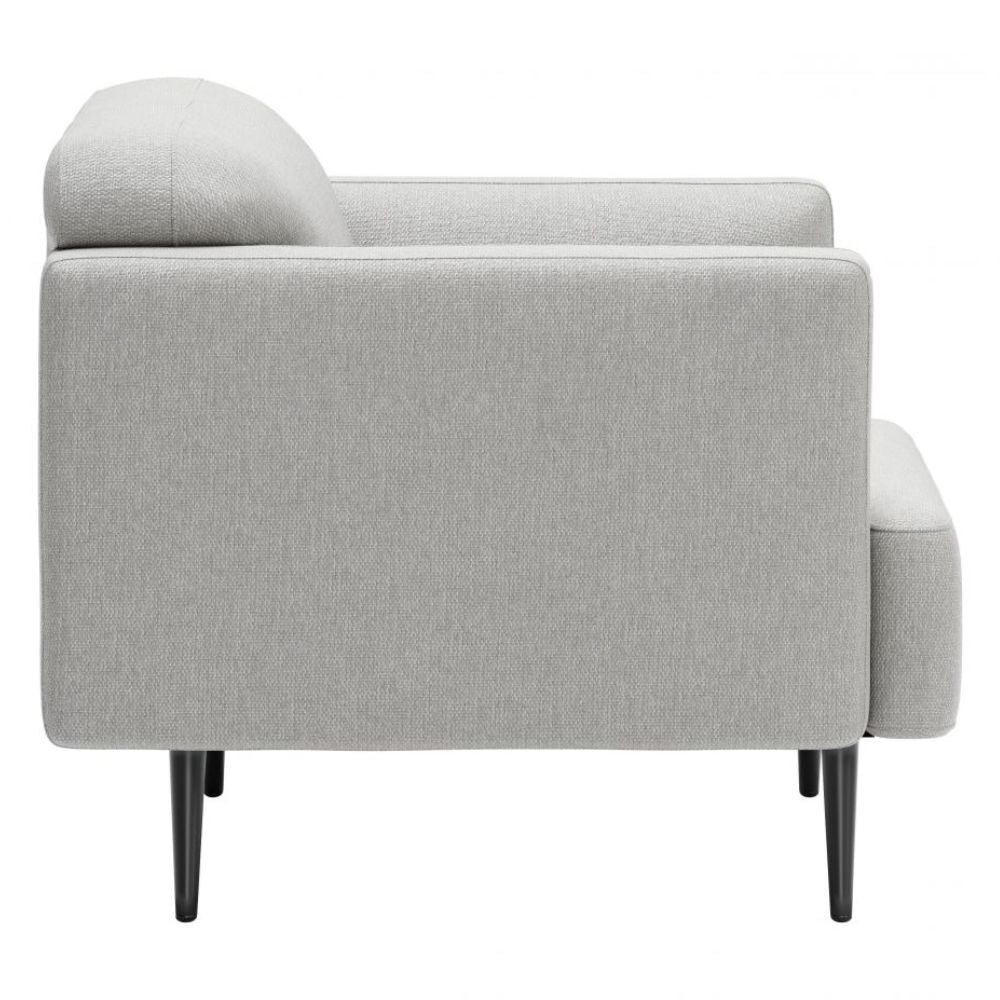 SILLÓN NOGAL BEAT AMSTERDAM | Sillón Decorativo para Sala de Estar | 79 cm | Base Contrachapado Madera Pino Negro | Gris | Tejido 100% Poliéster | Interior - 109570 - Zuo - NOGAL BEAT - Sillon