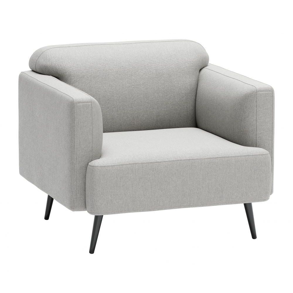 SILLÓN NOGAL BEAT AMSTERDAM | Sillón Decorativo para Sala de Estar | 79 cm | Base Contrachapado Madera Pino Negro | Gris | Tejido 100% Poliéster | Interior - 109570 - Zuo - NOGAL BEAT - Sillon