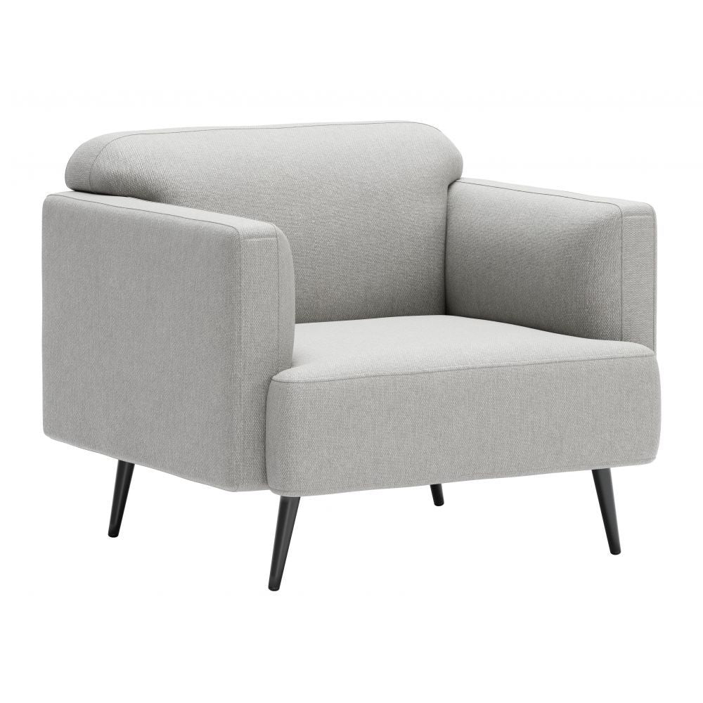 SILLÓN NOGAL BEAT AMSTERDAM | Sillón Decorativo para Sala de Estar | 79 cm | Base Contrachapado Madera Pino Negro | Gris | Tejido 100% Poliéster | Interior - 109570 - Zuo - NOGAL BEAT - Sillon