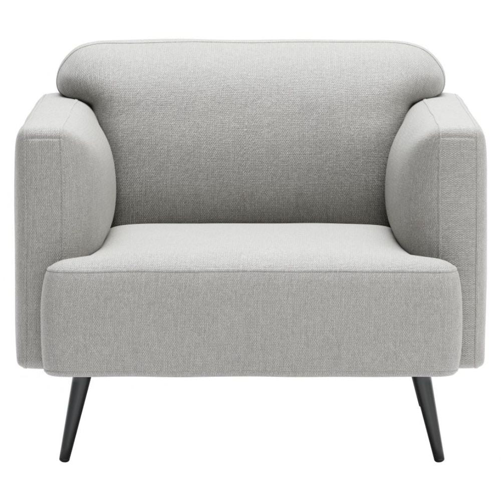 SILLÓN NOGAL BEAT AMSTERDAM | Sillón Decorativo para Sala de Estar | 79 cm | Base Contrachapado Madera Pino Negro | Gris | Tejido 100% Poliéster | Interior - 109570 - Zuo - NOGAL BEAT - Sillon