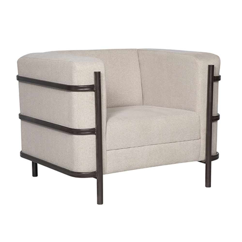 Sillón para lounge Albar Arezzo P de una plaza tapizado con brazos sobre base tubular redonda