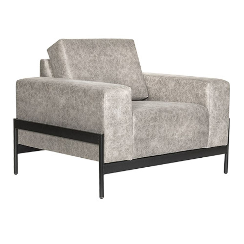 Sillón para recepción 1 plaza ALBAR ARGOS tapizado, sobre base tubular metálica pintada.