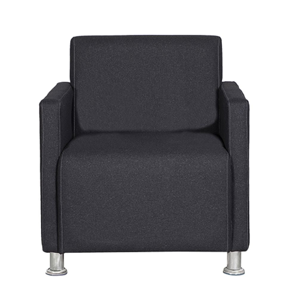 Sillón para lounge Albar Asturias CB de una plaza tapizado con brazos sobre patas cromadas