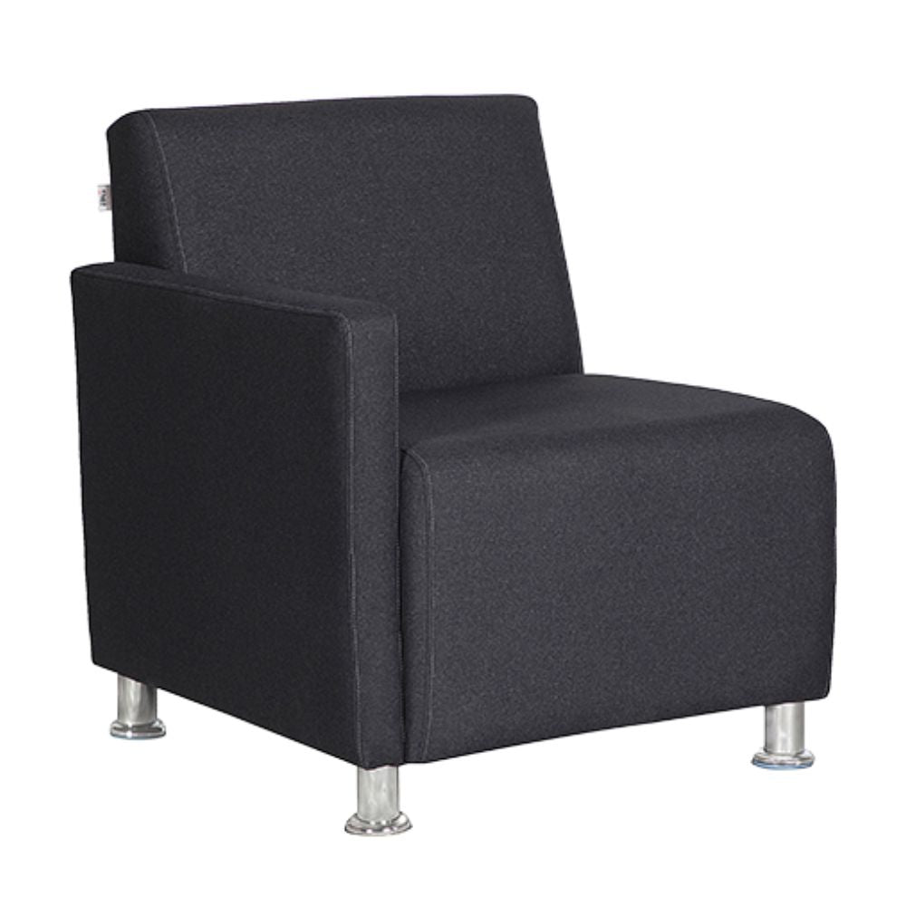 Sillón Albar Asturias de una plaza tapizado con un brazo y patas cromadas