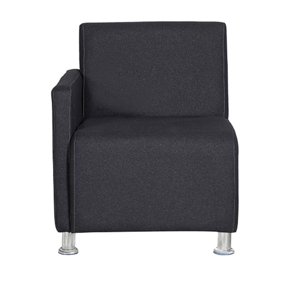 Sillón Albar Asturias de una plaza tapizado con un brazo y patas cromadas