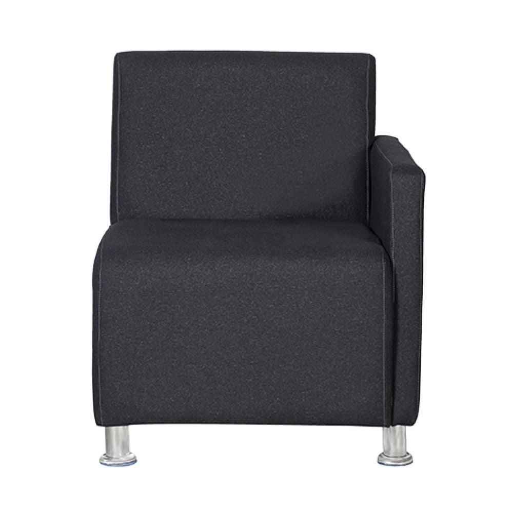 Sillón Albar Asturias de una plaza tapizado con un brazo y patas cromadas