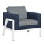Sillón para lobby Albar Atenas de una plaza tapizado en hule espuma sobre base tubular cuadrada pintada