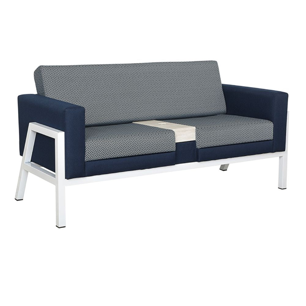 Sillón Albar Atenas de dos plazas tapizado con base tubular cuadrada pintada