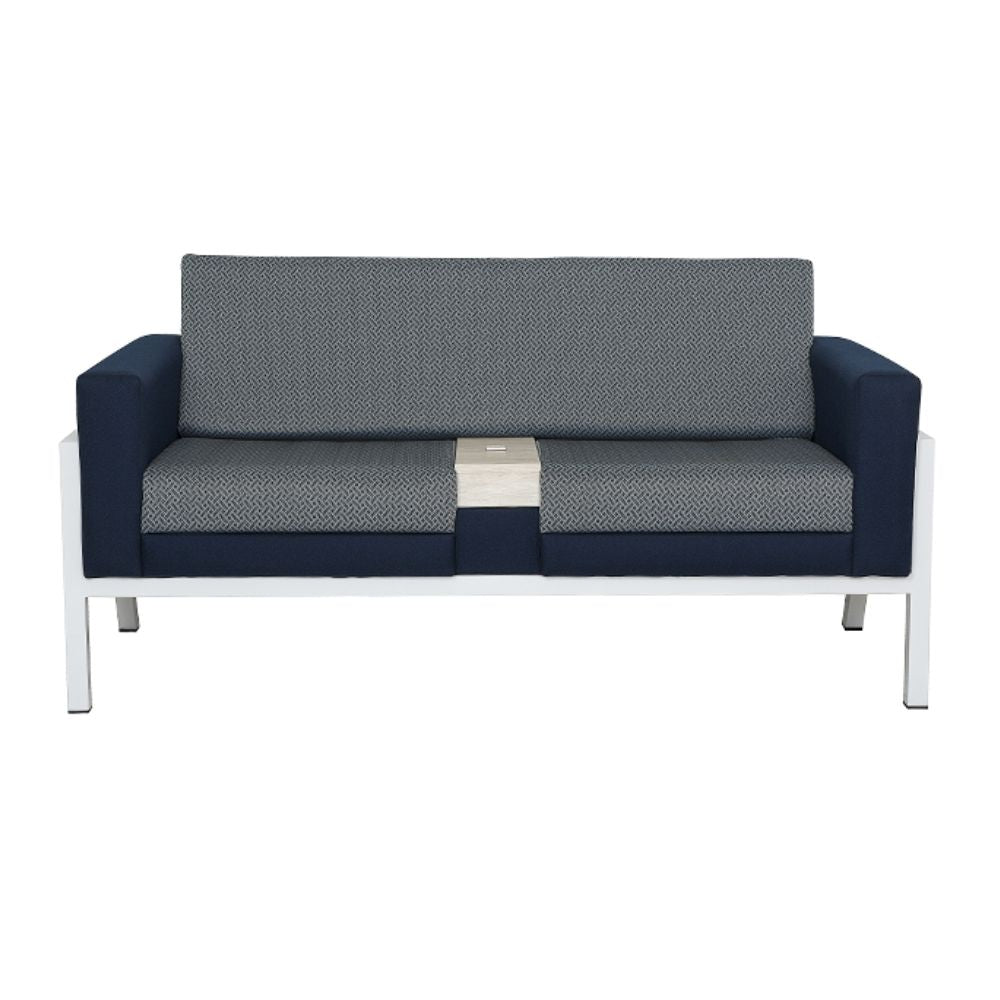 Sillón Albar Atenas de dos plazas tapizado con base tubular cuadrada pintada