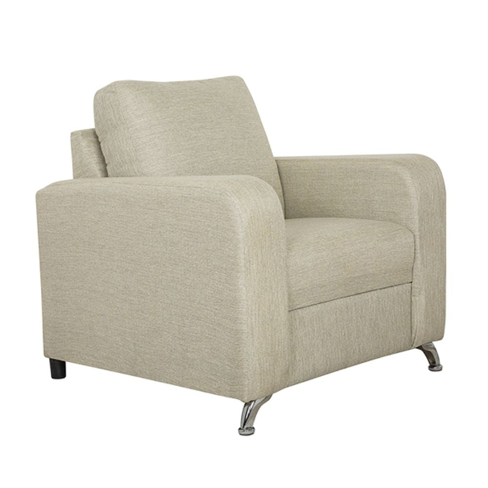 Sillón para lounge 1 plaza ALBAR LUTECIA tapizado, con patas combinadas cromadas.