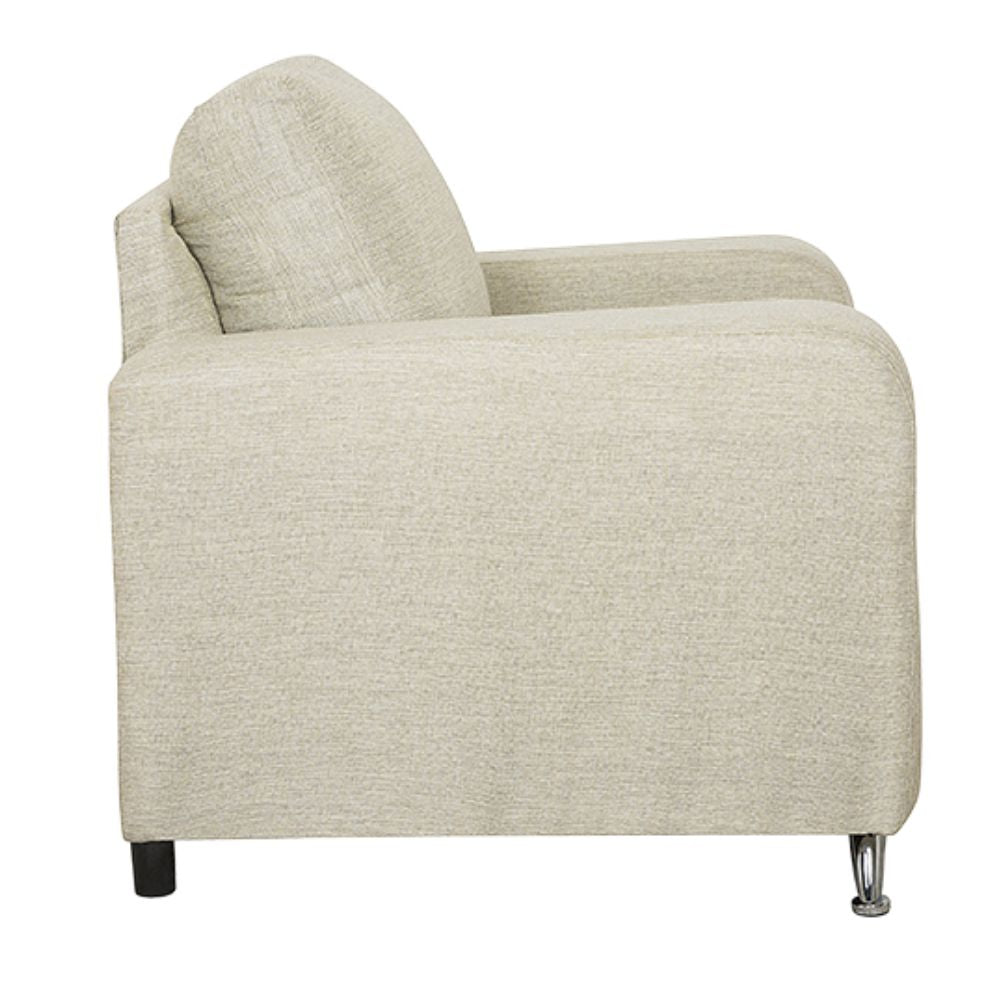 Sillón para lounge 1 plaza ALBAR LUTECIA tapizado, con patas combinadas cromadas.