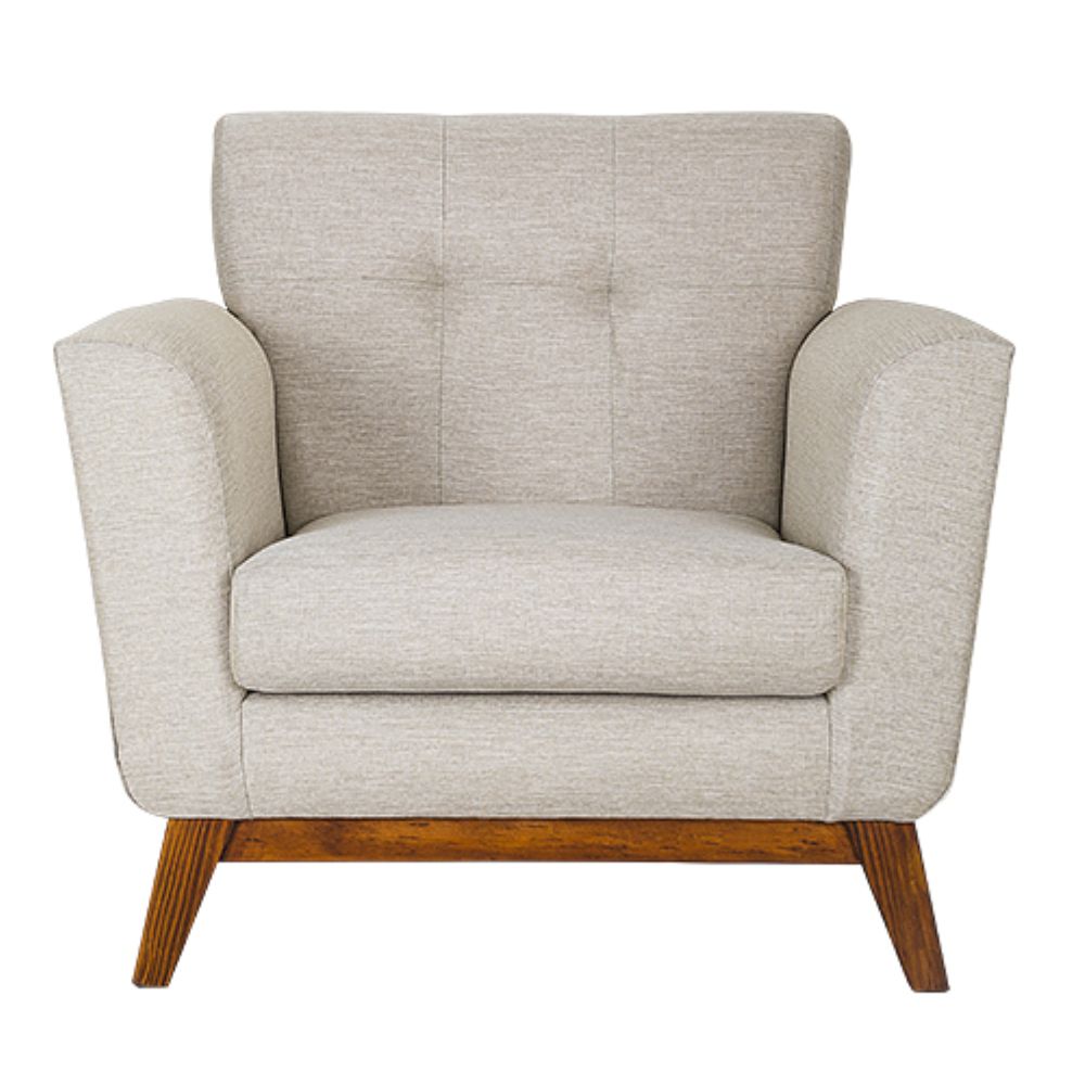 Sillón para lounge 1 plaza ALBAR LYON tapizado en tela, con patas de madera de pino.