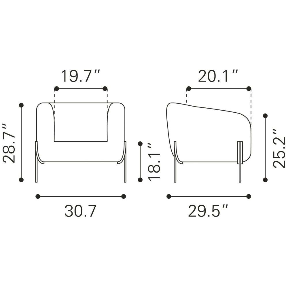 SILLÓN NOGAL BEAT MICAELA | Sillón para Sala de Estar | Base Acero Galvanizado Oro | Blanco | Tejido 100% Poliéster Contrachapado | Interior - 101258 - Zuo - NOGAL BEAT - Sillon