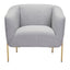 SILLÓN NOGAL BEAT MICAELA | Sillón para Sala de Estar | Base Acero Galvanizado Oro | Gris | Tejido 100% Poliéster Contrachapado | Interior - 101259 - Zuo - NOGAL BEAT - Sillon