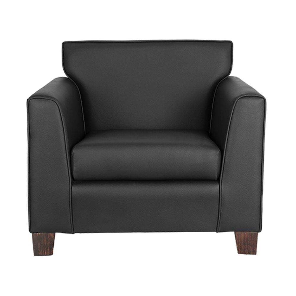Sillón Albar Monaco 1P de una plaza tapizado en hule espuma sobre patas de madera de pino