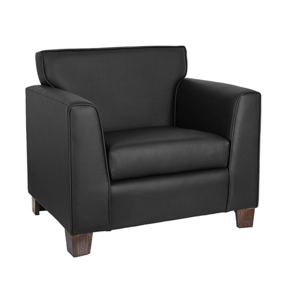 Sillón Albar Monaco 1P de una plaza tapizado en hule espuma sobre patas de madera de pino