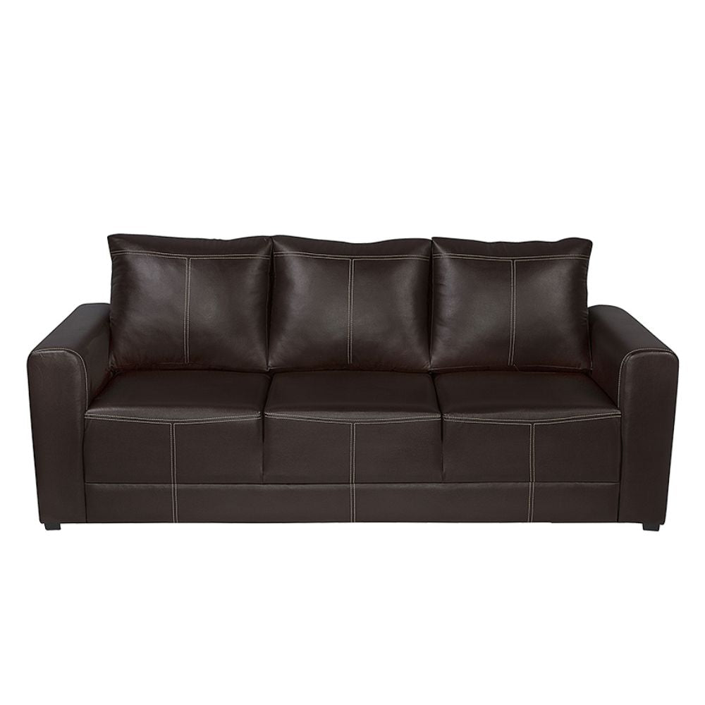 Sillón Albar Parma 3 plazas tapizado con costura decorativa y estructura de madera de pino