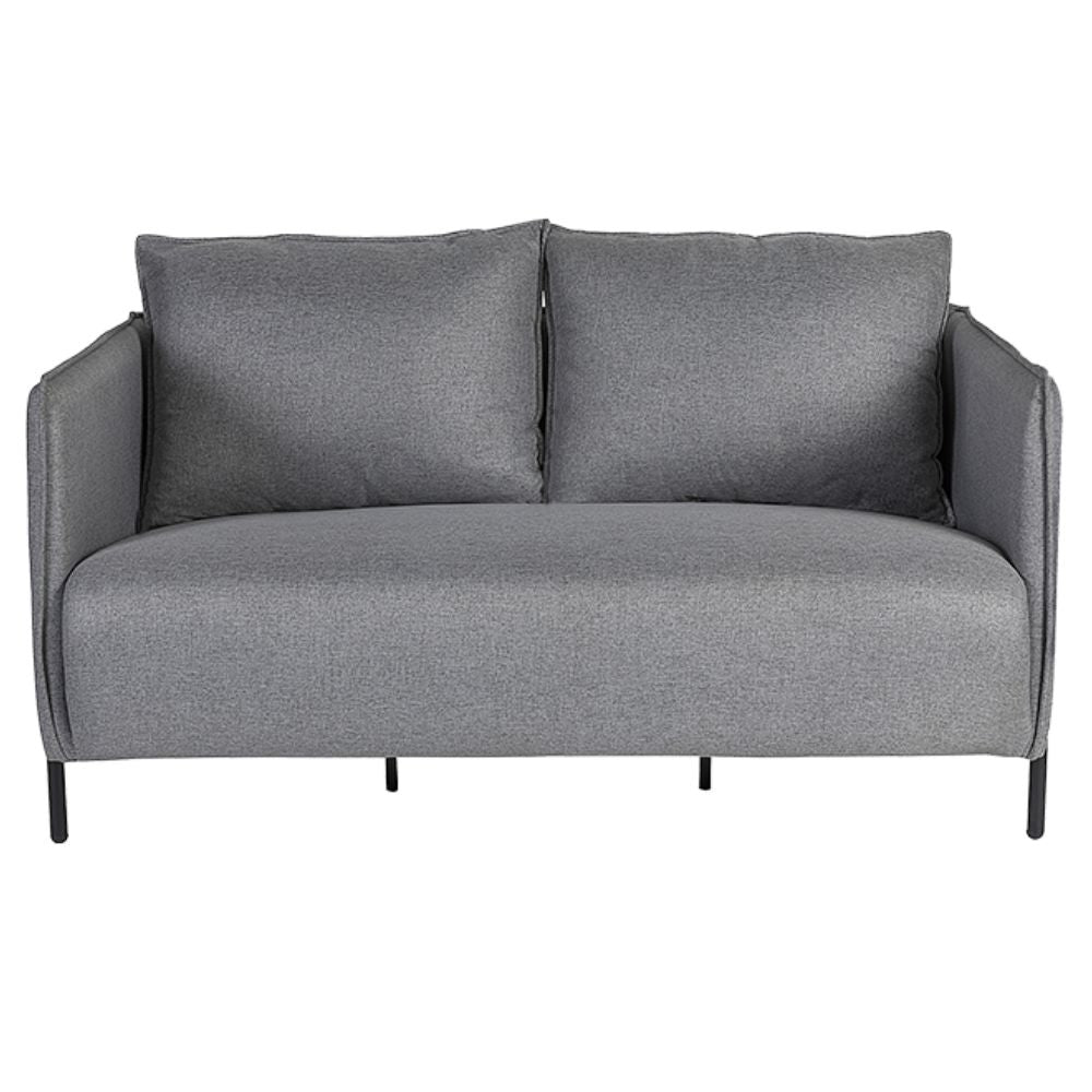 Sillón Albar Seul de dos plazas tapizado con respaldo de cojines y base tubular pintada