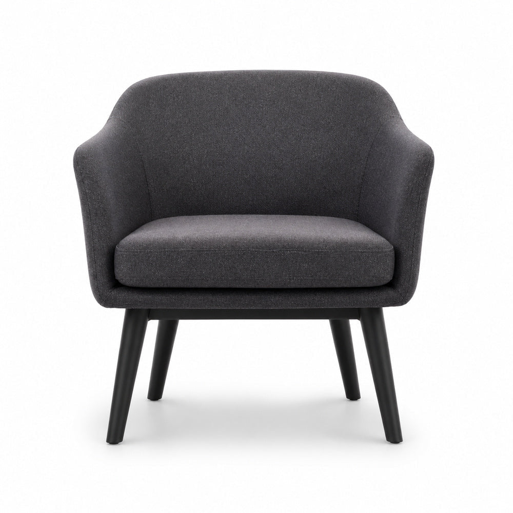 Sillón Ocasional de Recepción de Una Plaza - VERSA OFFSET - Gris Oxford - Tapizado en Tela con Base de Cuatro Patas en Acabado Pintura Negro - AL-3032N - VERSA - NOGAL BEAT - Sillón Ocasional