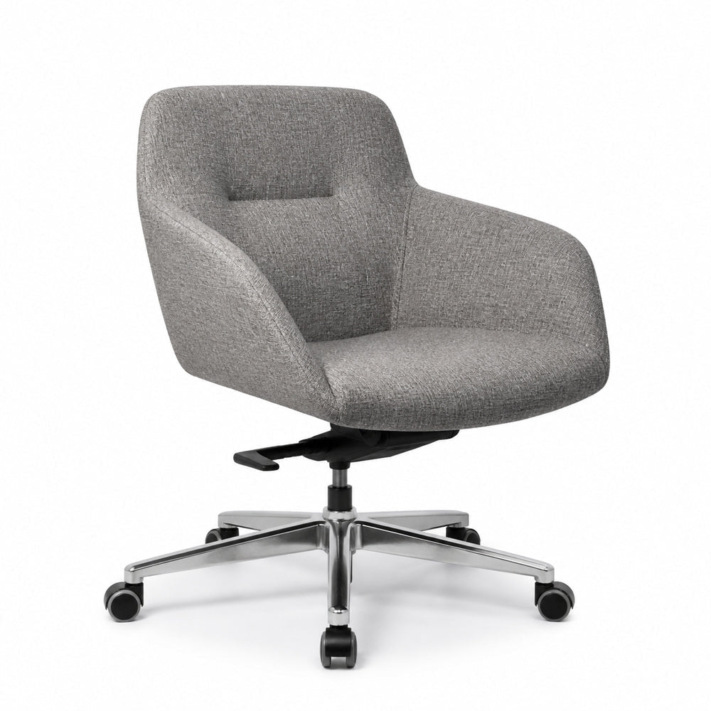 Sillón Ocasional Giratorio - VERSA ALTUS KENT - Estructura Aluminio - Asiento/respaldo con Espuma Pu Tapizado - AL-670S - VERSA - NOGAL BEAT - Sillón Ocasional