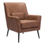 Sillón Ocasional para Área de Descanso - ZUO ONTARIO - Vintage Café - Asiento y Respaldo Tapizados en Piel Sintética - 109049 - Zuo - NOGAL BEAT - Sillón Ocasional