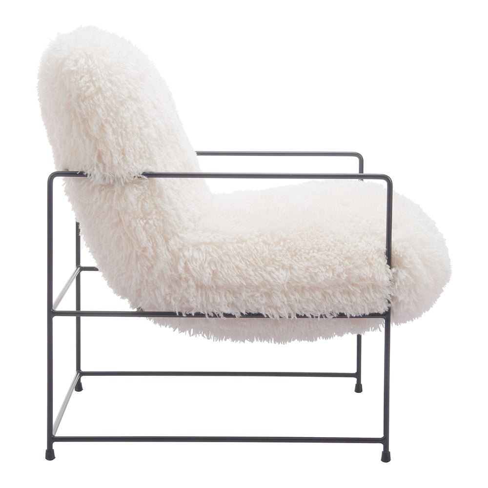 Sillón Ocasional para Área de Descanso - ZUO PELUT - Blanco - Asiento y Respaldo Tapizados - 110202 - Zuo - NOGAL BEAT - Sillón Ocasional