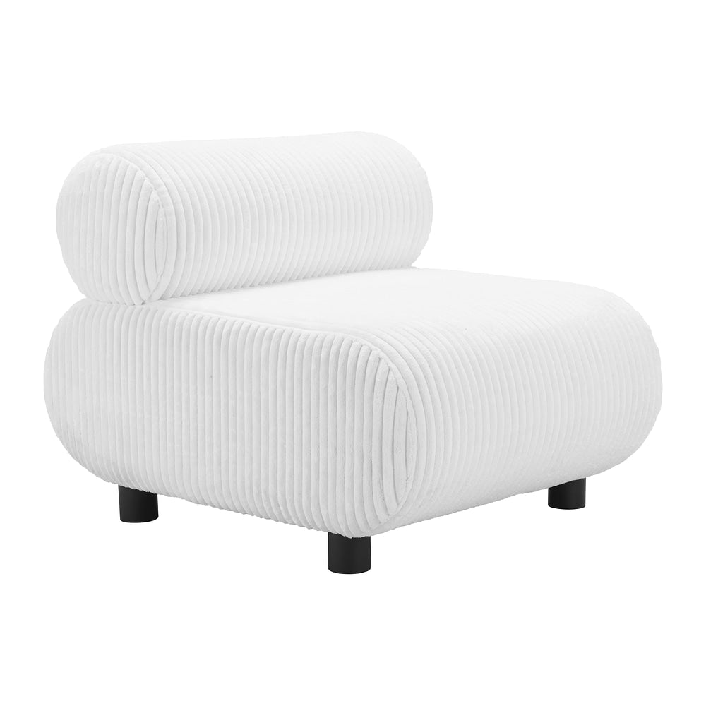 Sillón Ocasional para Área de Descanso - ZUO RAHAT - Blanco - Asiento y Respaldo Tapizados en Pana - 110294 - Zuo - NOGAL BEAT - Sillón Ocasional