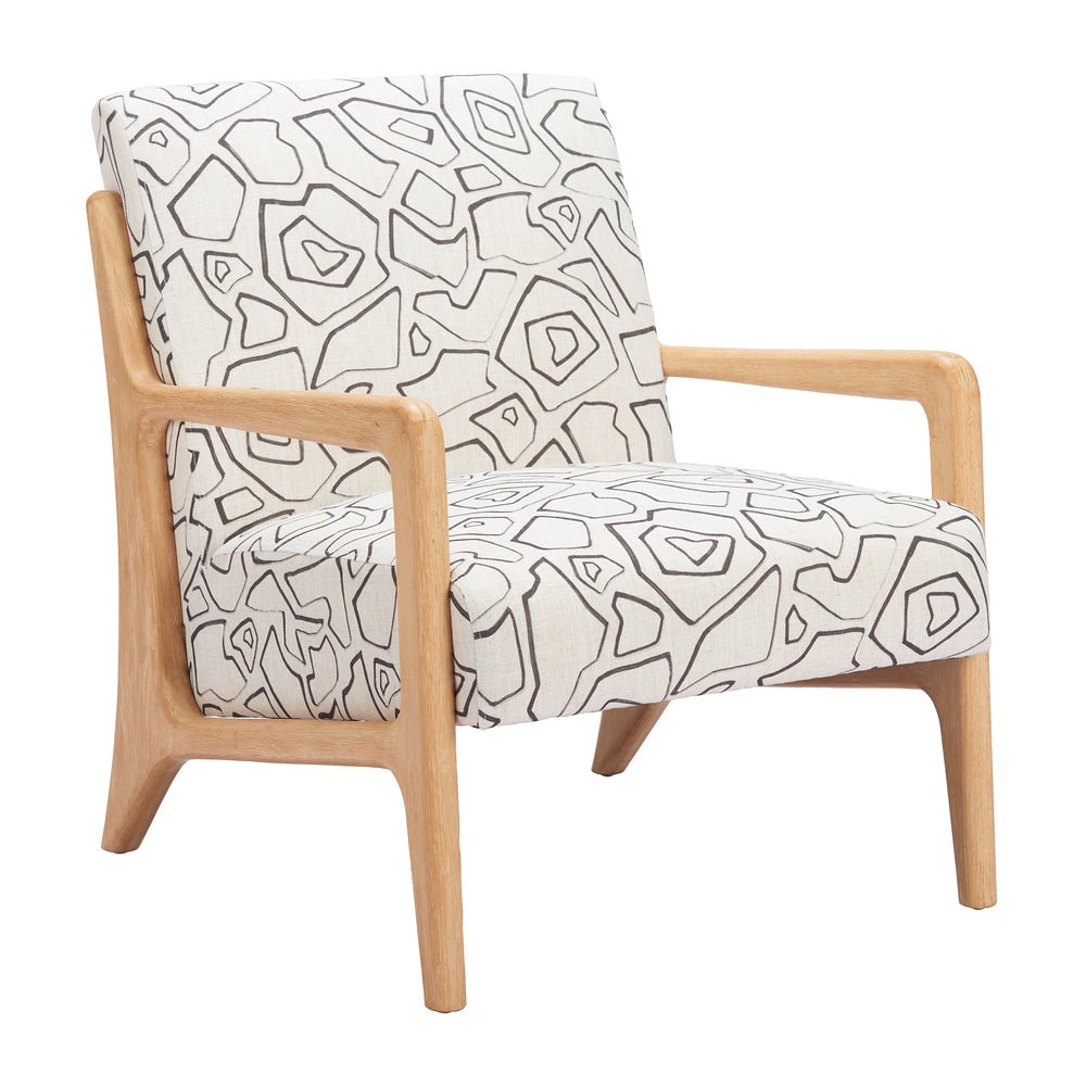 Sillón Ocasional para Área de Descanso - ZUO RUNA - Varios Colores - Asiento y Respaldo Tapizados en Tela Estampada - 110468 - Zuo - NOGAL BEAT - Sillón Ocasional