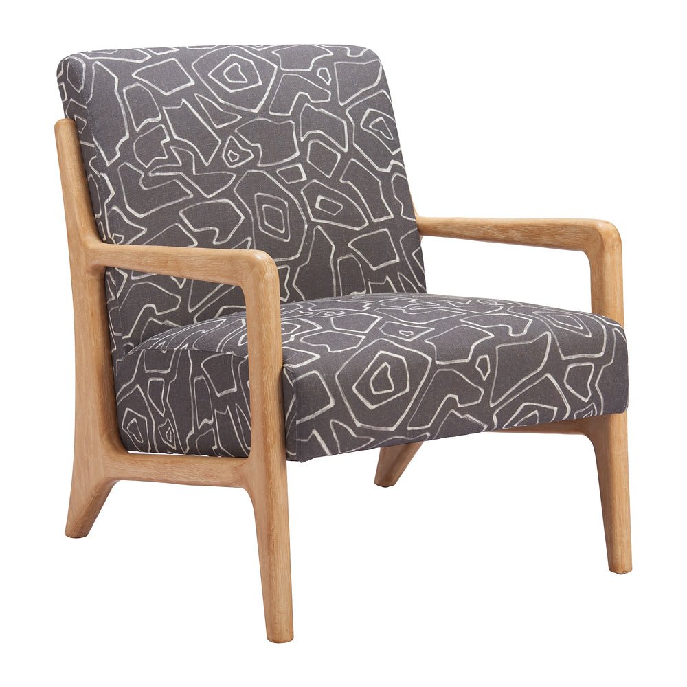 Sillón Ocasional para Área de Descanso - ZUO RUNA - Varios Colores - Asiento y Respaldo Tapizados en Tela Estampada - 110469 - Zuo - NOGAL BEAT - Sillón Ocasional