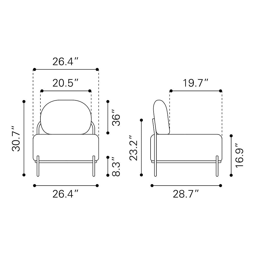 Sillón Ocasional para Boutique - ZUO ARENDAL - Vainilla - Asiento y Respaldo Tapizados en Tejido Texturizado - 110023 - Zuo - NOGAL BEAT - Sillón Ocasional