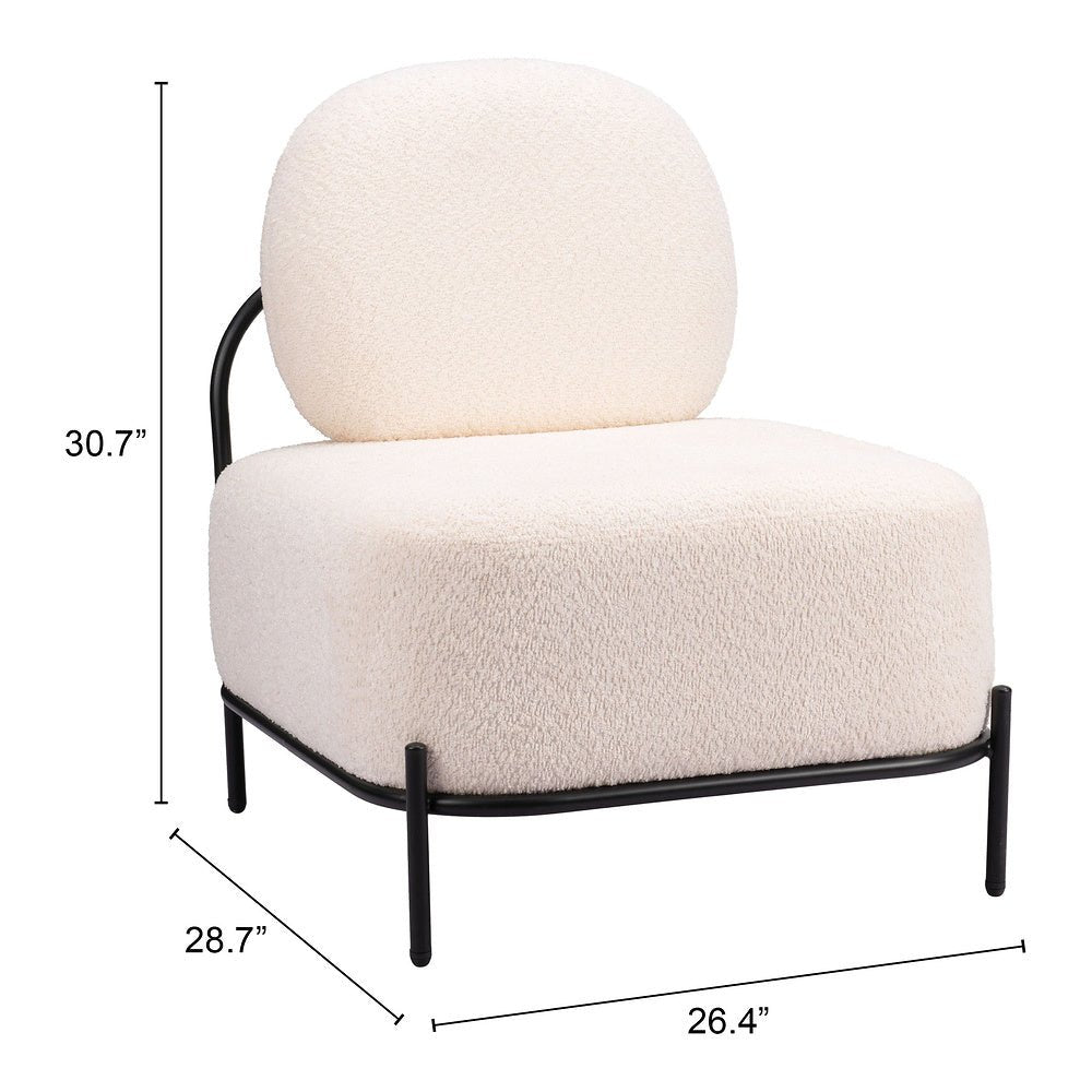 Sillón Ocasional para Boutique - ZUO ARENDAL - Vainilla - Asiento y Respaldo Tapizados en Tejido Texturizado - 110023 - Zuo - NOGAL BEAT - Sillón Ocasional