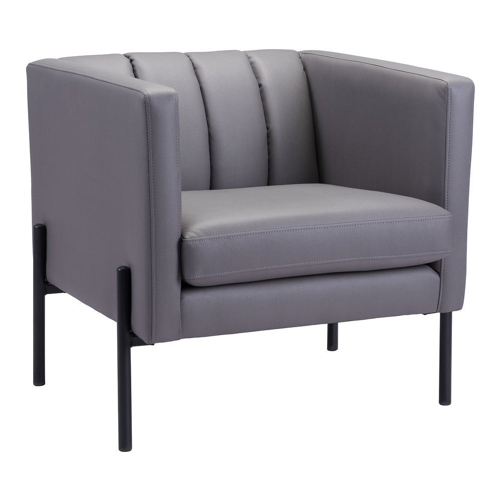 Sillón Ocasional para Boutique - ZUO JESS - Gris - Asiento y Respaldo Tapizados en Piel Sintética - 101856 - Zuo - NOGAL BEAT - Sillón Ocasional