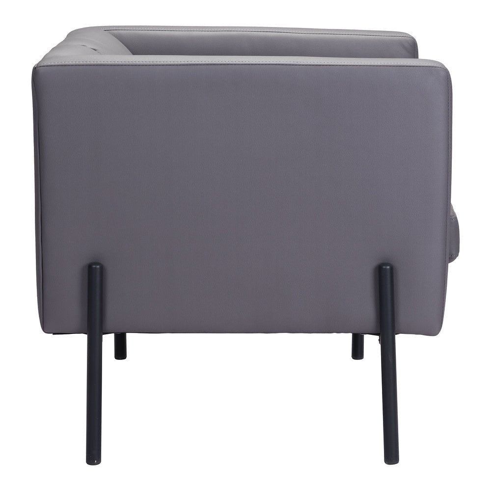Sillón Ocasional para Boutique - ZUO JESS - Gris - Asiento y Respaldo Tapizados en Piel Sintética - 101856 - Zuo - NOGAL BEAT - Sillón Ocasional