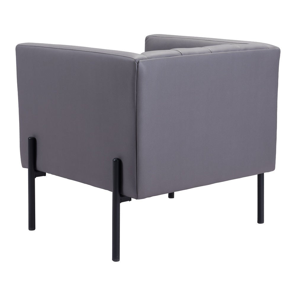 Sillón Ocasional para Boutique - ZUO JESS - Gris - Asiento y Respaldo Tapizados en Piel Sintética - 101856 - Zuo - NOGAL BEAT - Sillón Ocasional