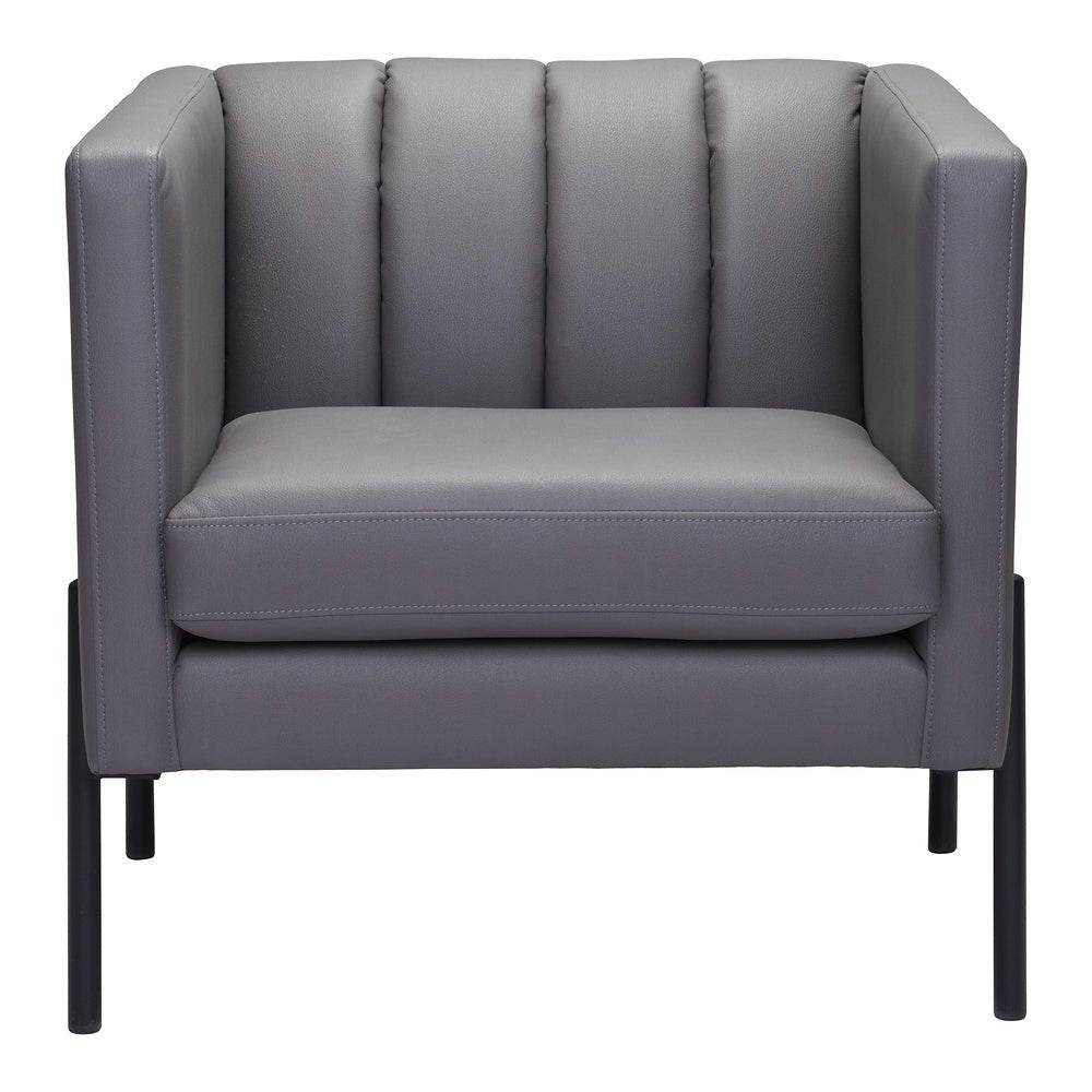 Sillón Ocasional para Boutique - ZUO JESS - Gris - Asiento y Respaldo Tapizados en Piel Sintética - 101856 - Zuo - NOGAL BEAT - Sillón Ocasional