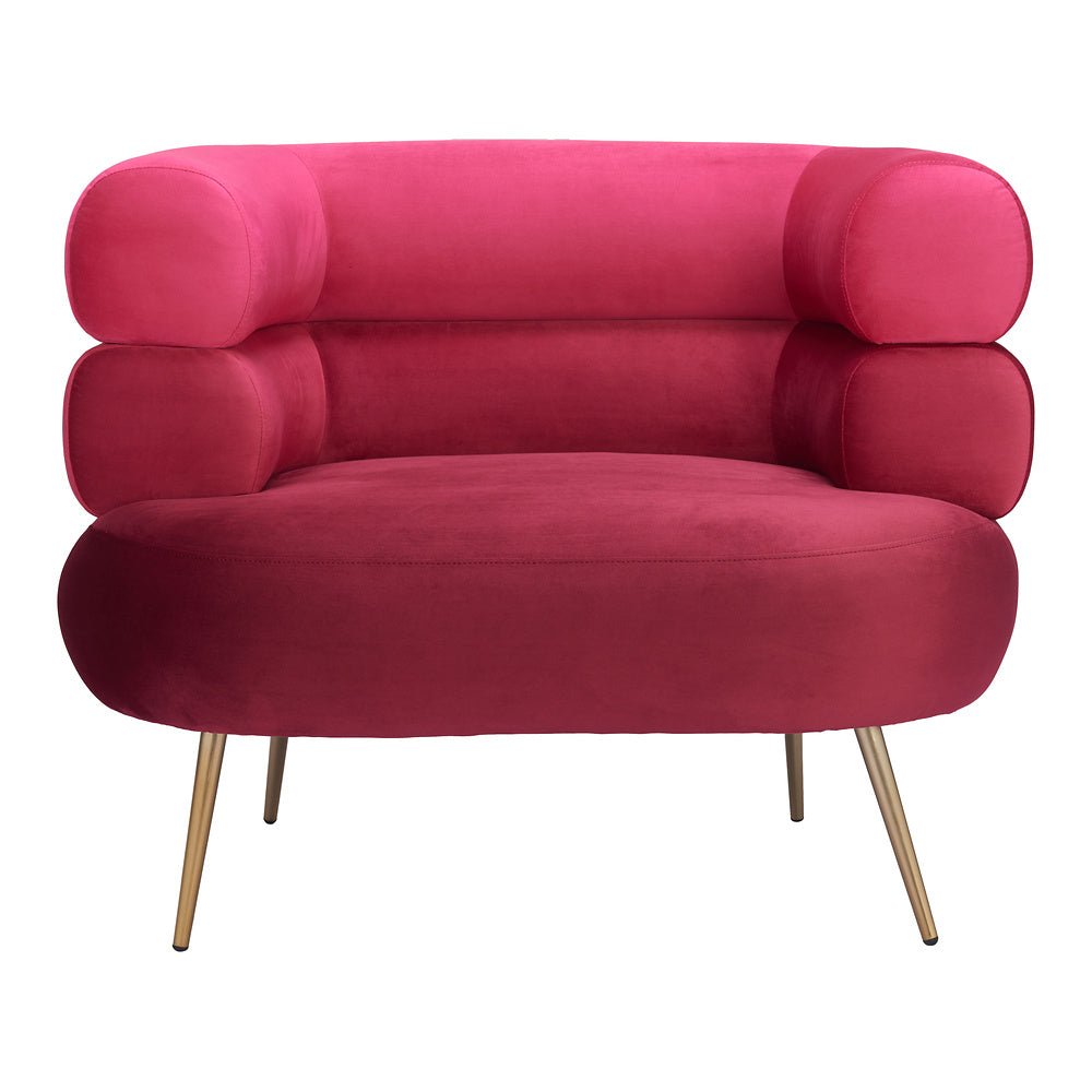 Sillón Ocasional para Consultorio - ZUO ARISH - Rojo - Asiento y Respaldo Tapizados en Tela Tipo Terciopelo - 109999 - Zuo - NOGAL BEAT - Sillón Ocasional