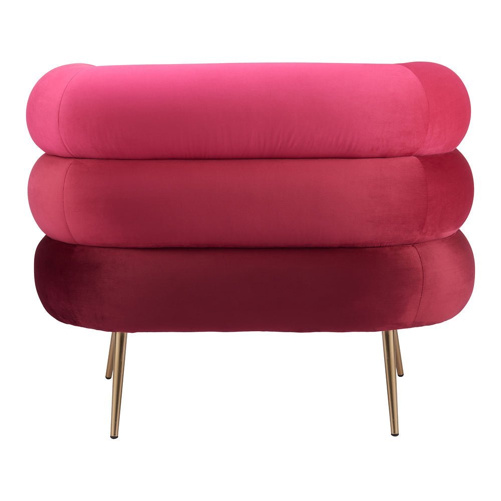 Sillón Ocasional para Consultorio - ZUO ARISH - Rojo - Asiento y Respaldo Tapizados en Tela Tipo Terciopelo - 109999 - Zuo - NOGAL BEAT - Sillón Ocasional